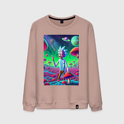 Свитшот хлопковый мужской Рик потерял Морти на грибной планете, цвет: пыльно-розовый