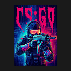 Свитшот хлопковый мужской Counter Strike go - neon glow, цвет: черный — фото 2