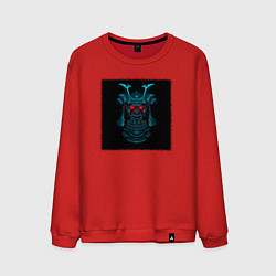 Свитшот хлопковый мужской Японская маска самурая, цвет: красный