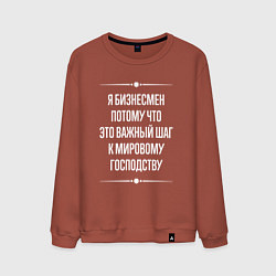 Свитшот хлопковый мужской Я бизнесмен потому что это важный шаг, цвет: кирпичный