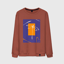 Свитшот хлопковый мужской Силуэт стрекозы-коллаж, цвет: кирпичный