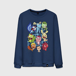 Свитшот хлопковый мужской Счастливые лесные друзья, цвет: тёмно-синий
