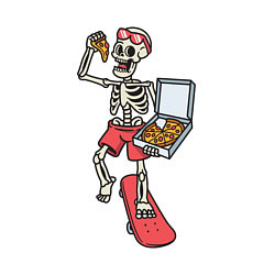 Свитшот хлопковый мужской Скейтер с пиццей, цвет: белый — фото 2