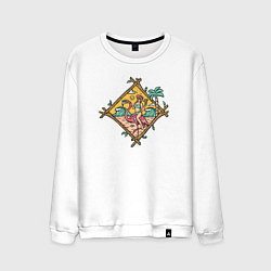 Свитшот хлопковый мужской Девушка и фламинго, цвет: белый