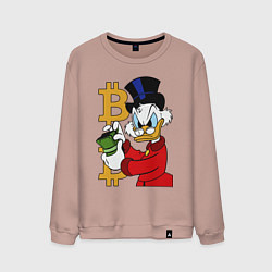 Свитшот хлопковый мужской Duck tales - Scrooge bitcoin, цвет: пыльно-розовый