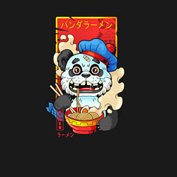 Свитшот хлопковый мужской Панда ест лапшу рамен, цвет: черный — фото 2