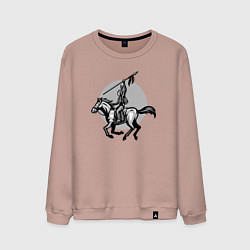 Свитшот хлопковый мужской Индеец на коне, цвет: пыльно-розовый