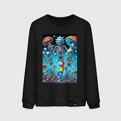 Свитшот хлопковый мужской Skeleton Rick and Morty - ai art fantasy, цвет: черный