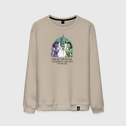 Свитшот хлопковый мужской Робот Бендер с роботессами : Футурама, цвет: миндальный