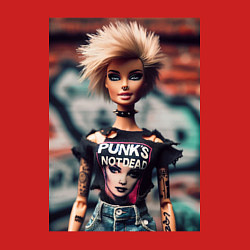 Свитшот хлопковый мужской Punks not dead - Barbie ai art, цвет: красный — фото 2