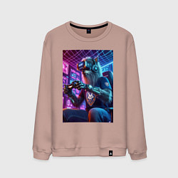 Свитшот хлопковый мужской Крутой волчара - киберспорт, цвет: пыльно-розовый