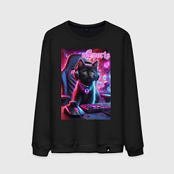 Свитшот хлопковый мужской Чёрный котёнок - киберспорт, цвет: черный