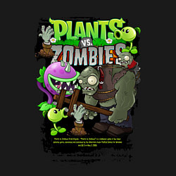 Свитшот хлопковый мужской Растения против зомби с персонажами, цвет: черный — фото 2