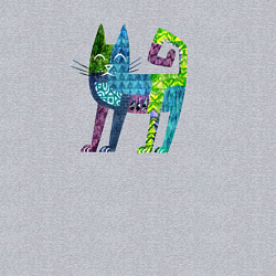 Свитшот хлопковый мужской Декоративный кот в узорах, цвет: меланж — фото 2