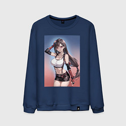 Свитшот хлопковый мужской Тифа Локхарт из Final Fantasy VII, цвет: тёмно-синий