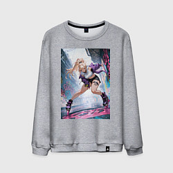 Свитшот хлопковый мужской Девушка на роликах исполняет трюки, цвет: меланж