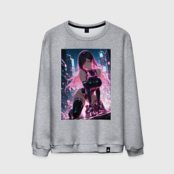 Свитшот хлопковый мужской Тифа Локхарт из Final Fantasy VII в стиле киберпан, цвет: меланж