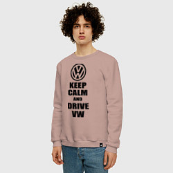 Свитшот хлопковый мужской Keep Calm & Drive VW, цвет: пыльно-розовый — фото 2