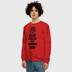 Свитшот хлопковый мужской Keep Calm & Drive VW, цвет: красный — фото 2