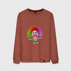 Свитшот хлопковый мужской Клоун мультфильм разноцветный, цвет: кирпичный