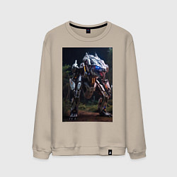 Свитшот хлопковый мужской Робот в стиле Horizon, цвет: миндальный
