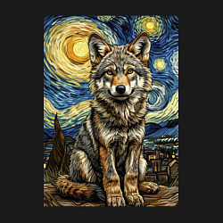 Свитшот хлопковый мужской Волчонок Ван Гог, цвет: черный — фото 2