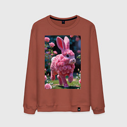 Свитшот хлопковый мужской Кролик из роз, цвет: кирпичный