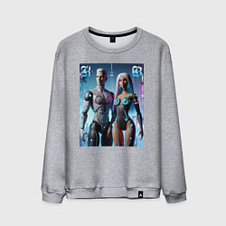 Свитшот хлопковый мужской Barbie and Ken - cyber fantasy, цвет: меланж