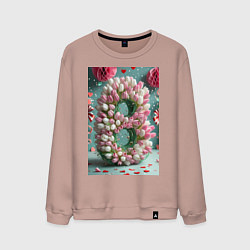 Свитшот хлопковый мужской Тюльпаны к 8 марта, цвет: пыльно-розовый