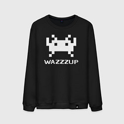 Свитшот хлопковый мужской Space invader wazzzup, цвет: черный