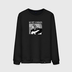Свитшот хлопковый мужской Kurt Cobain rock legend, цвет: черный
