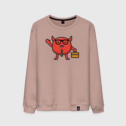 Свитшот хлопковый мужской Офисный дьяволёнок, цвет: пыльно-розовый