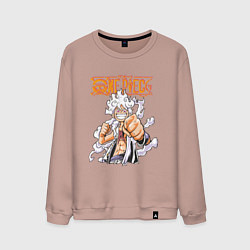 Свитшот хлопковый мужской Ванпис Монки Д Луффи молния, цвет: пыльно-розовый