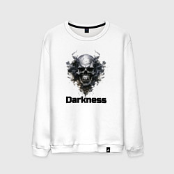 Свитшот хлопковый мужской Dark skull, цвет: белый