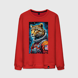 Мужской свитшот Леопард бравый космонавт - нейроарт