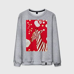 Свитшот хлопковый мужской Полосатая красная зебра, цвет: меланж