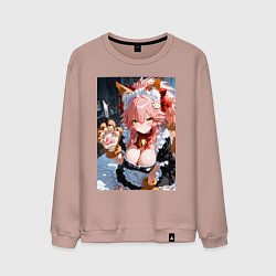 Свитшот хлопковый мужской Фейт Тамамо в костюме горничной, цвет: пыльно-розовый