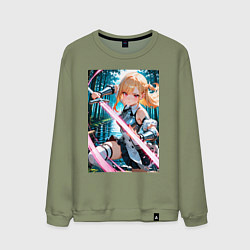 Свитшот хлопковый мужской Марин Китагава косплей Асуны Юки, цвет: авокадо