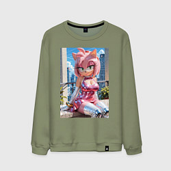 Свитшот хлопковый мужской Эми Роуз из Somic строит глазки, цвет: авокадо