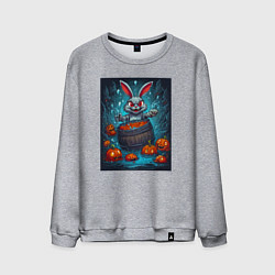 Свитшот хлопковый мужской Кролик в бешенстве, цвет: меланж