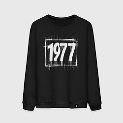 Свитшот хлопковый мужской 1977 год белой краской, цвет: черный
