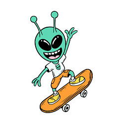 Свитшот хлопковый мужской Инопланетянин на скейтборде, цвет: белый — фото 2