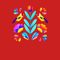 Свитшот хлопковый мужской Неоновые цветы и птицы, цвет: красный — фото 2