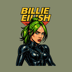 Свитшот хлопковый мужской Билли Айлиш в стиле комикса, цвет: авокадо — фото 2