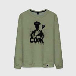 Свитшот хлопковый мужской Шеф-повар с лопаткой, цвет: авокадо