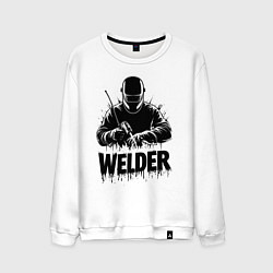 Свитшот хлопковый мужской Газосварщик, цвет: белый