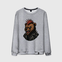 Свитшот хлопковый мужской Медведь панк, цвет: меланж
