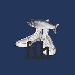 Свитшот хлопковый мужской Fih - мем с рыбой в кедах, цвет: тёмно-синий — фото 2