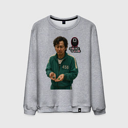 Свитшот хлопковый мужской Игра в кальмара - игрок 456 с кубиками, цвет: меланж