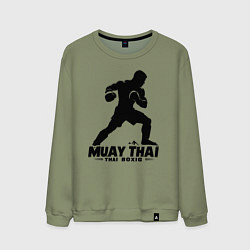 Свитшот хлопковый мужской Муай Тай сила и мощь тайского бокса, цвет: авокадо